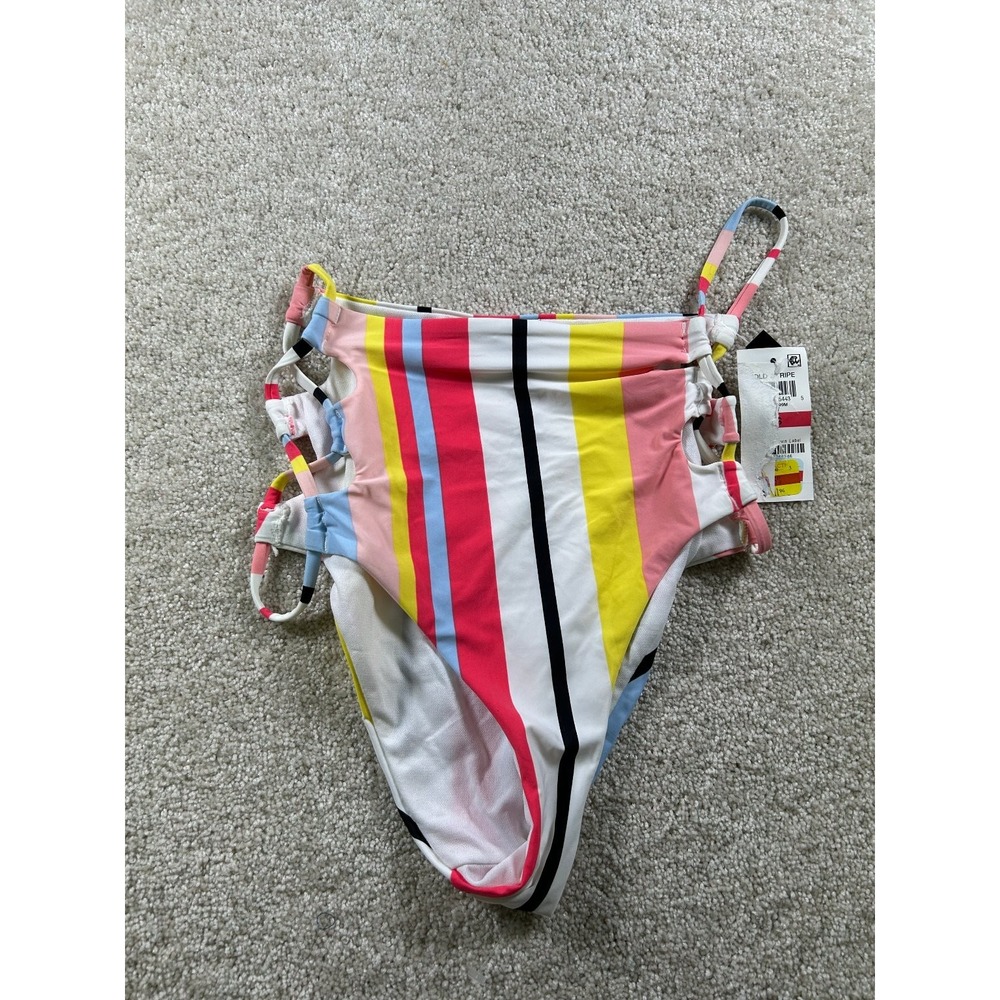 bar III Swimwear Women's XS‎ Multicolor Striped Bikini Bottom Nylon